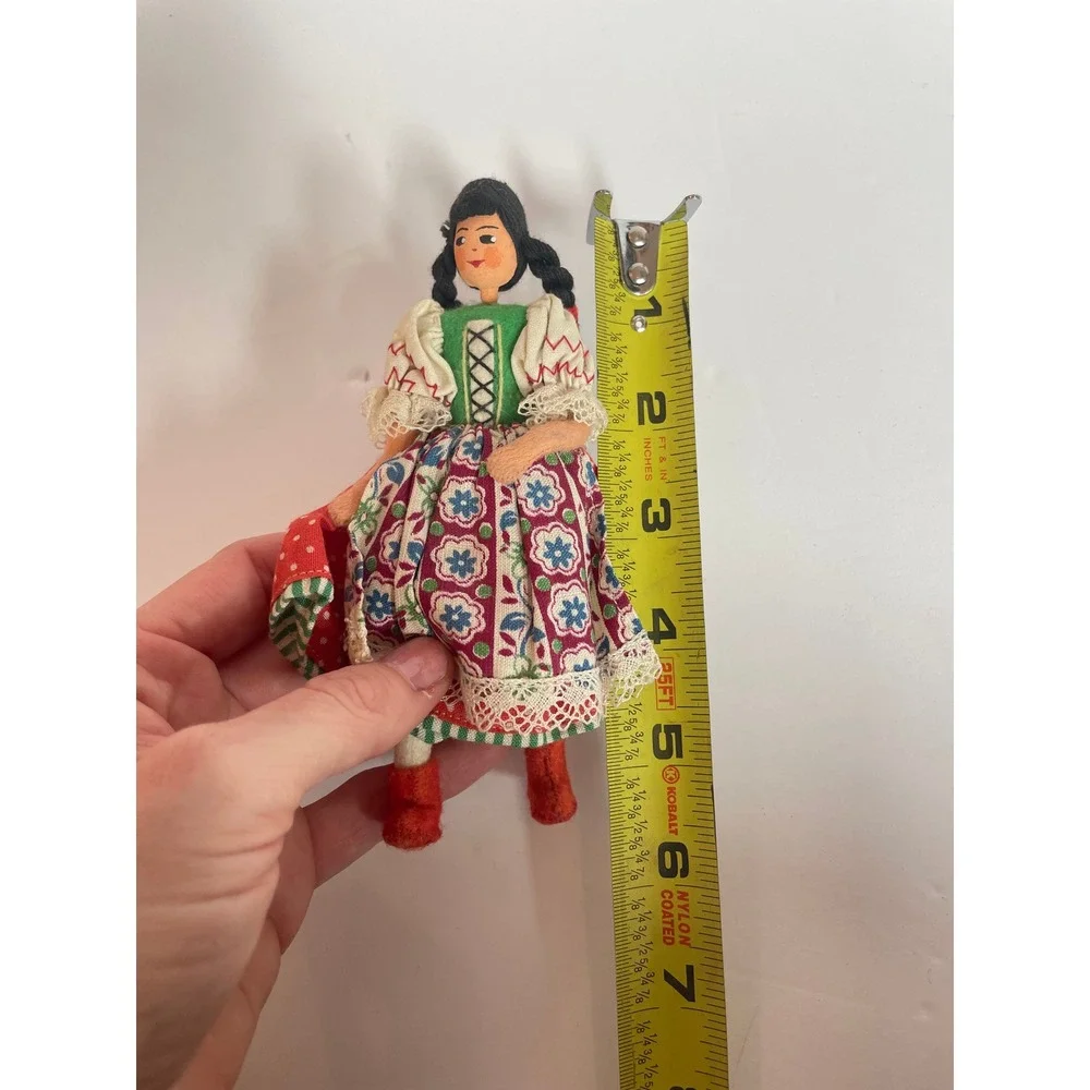 Vintage BAPS Miniature Folk Dolls Pair Hand Painted Traditional European Set